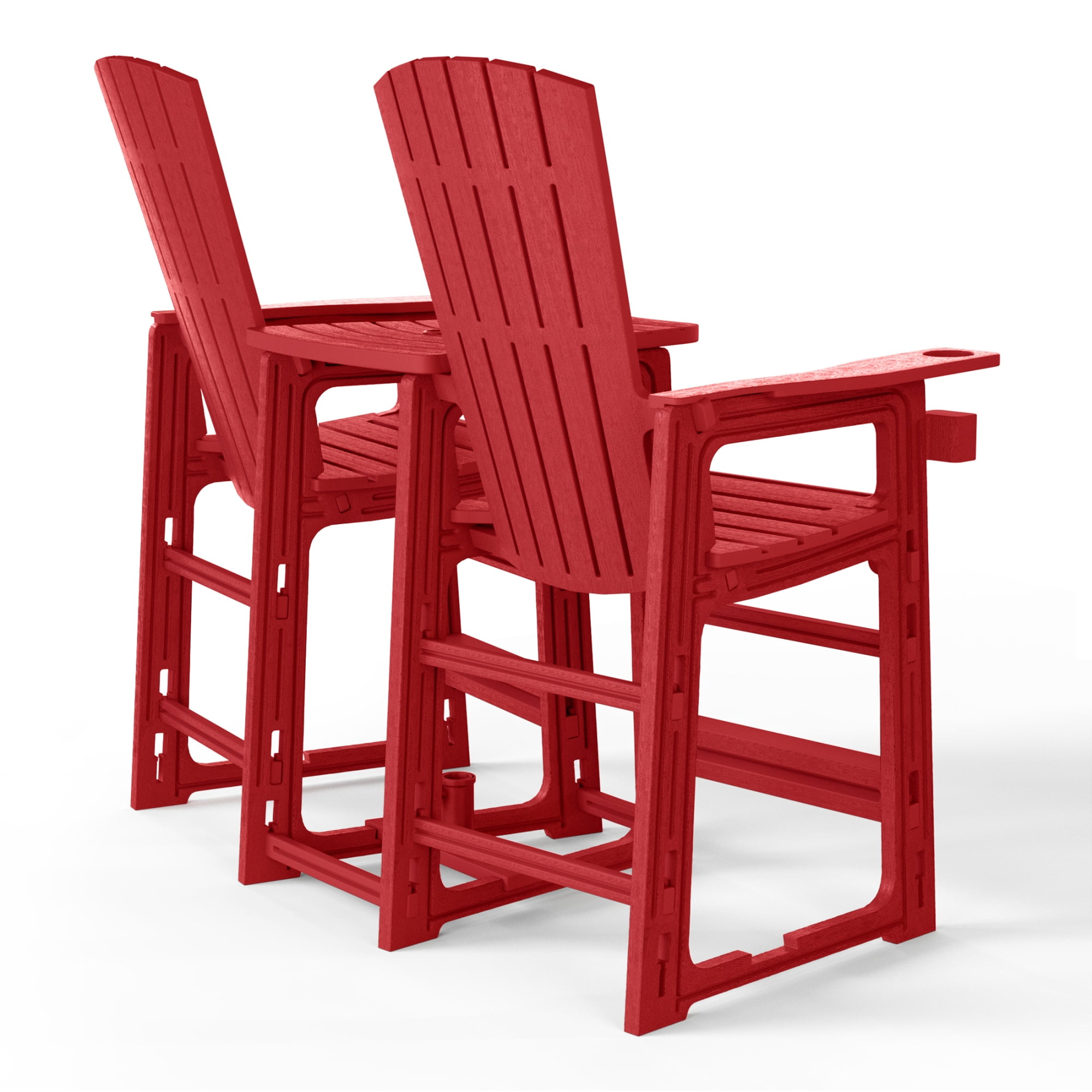 WestinTrends Azura Outdoor Tall Adirondack Chairs With Connecting Table Tray (Set of 2), Red