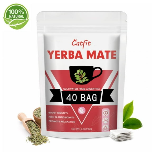 Yerba Mate Tea Bag, 40 Teabags - Organic Yerba Mate Tea - Support Antioxidants and Vitamins Supplements, Alternative to Tea and Coffee