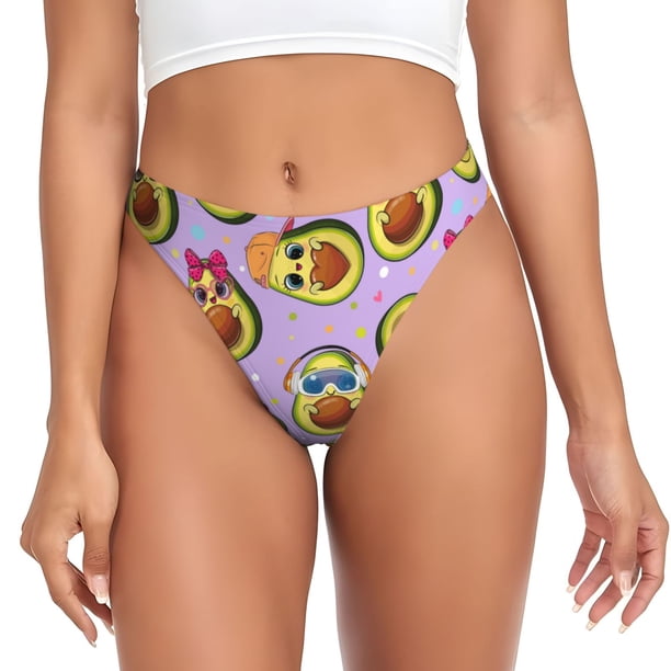 Balery Cartoon Avocados Tangas de Algodón para Mujer con Estampado – Ropa Interior Sexy, Transpirable, G-string-XX-Large