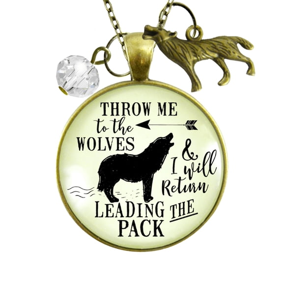 Wolf Gutsy Goodness Bronze Metal Necklace Throw Me Adult Female Metal Jewelry