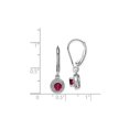 thumbnail image 2 of 4.00mm Lab Created Ruby Leverback Dangle Earrings in Sterling Silver for Women, 2 of 4