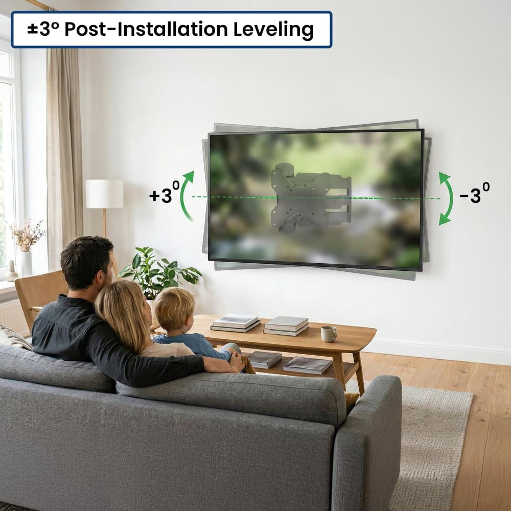 Lectronify Full Motion TV Wall Mount for 20–45" TVs, Swivel & Tilt Articulating Arm, 77 lb Capacity, VESA 75–200, Space Saving Wall Bracket