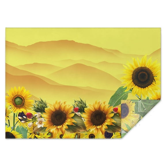 Vintage Rectangle Tablecloth 60x84 Inch, SunFlowers Boho Water Resistant Vinyl Washable Seasonal Table Cover for Thanksgiving Christmas Holiday Party Picnic Dinner Decor