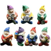 Fairy Garden Accessories, Garden Gnome Figurines, Miniature Gnome Figurines Garden kit Seven Dwarfs Statue for Plant Pots Decor, Home Decoration, Fairy Garden, 7Pcs