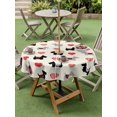 thumbnail image 5 of Outdoor Tablecloth with Umbrella Hole Zipper Cute Scotch Dogs Round Tablecloth 60" Waterproof Outside Table Cloth Red Heart Lovely Pets Vintage Patio Table Cover Tablecloths for Picnic Party, 5 of 8