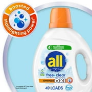 all Free Clear Liquid Laundry Detergent, Oxi, 73oz, 49 Loads