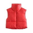 thumbnail image 1 of Arvbitana Women Winter Cropped Vest Lightweight Stand Collar Sleeveless Warm Outerwear Puffer Vest Padded Gilet, 1 of 2