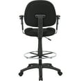thumbnail image 5 of Boss Office Contoured Comfort Rolling Fabric Drafting Stool with Arms in Black, 5 of 8