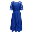 thumbnail image 4 of HNMKIU Plus Size Floral Print Chiffon Dress Short Sleeve Loose Fit for Evening and Daily Dresses for Women Blue,L, 4 of 5