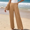 thumbnail image 5 of TEAJOPSUU Womens High Waist Wide Leg Pants Wide Waistband Pleated Trousers with Pockets Business Casual Work Office Wear Khaki, 5 of 9