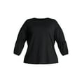 thumbnail image 2 of Terra & Sky Women's Plus Size Double Blouson Top with 3/4-Length Sleeves, Sizes 0X-5X, 2 of 5