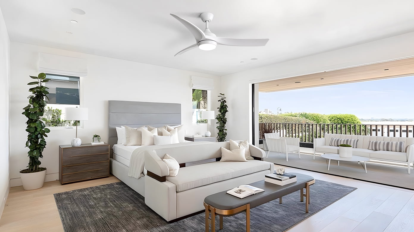 Sofucor 52 Inch White Ceiling Fans with Lights Remote Control, White Outdoor Ceiling Fan with Light Airflow 6000CFM 3 CCT Dimmable 3-Timer ABS 3 Blades