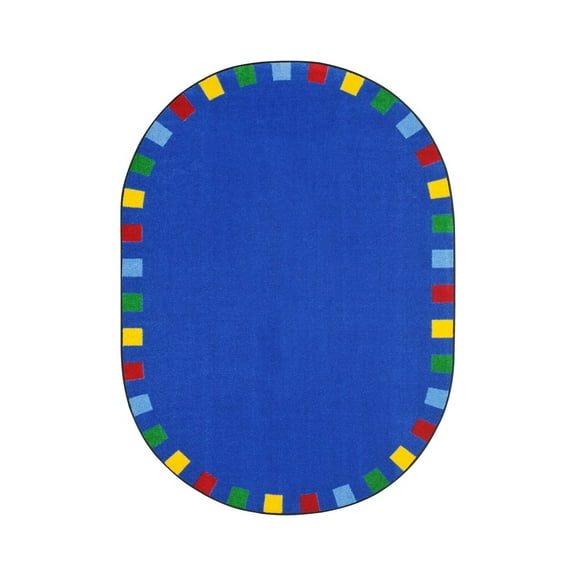 On the Border 7'8" x 10'9" Oval Area Rug In Color Brights-Color:Brights,Material:Nylon