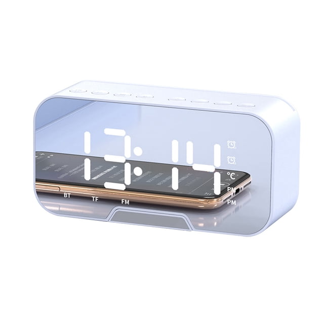 Reloj despertador Reloj digital LED Manos libres compatible con Bluetooth Alarma con pantalla LED Suministros para el hogar, Blanco kenally EL001111-04B