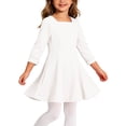 thumbnail image 7 of Wilark Toddler Girls Dress Square Neck Knitting Cotton Casual Long Sleeve Fall A Line Dress White 2 T, 7 of 7