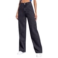 thumbnail image 2 of Holzkary Women's High Waisted Wide Leg Jeans Baggy Denim Pants Wash Casual Loose Fit Trousers with Pockets Straight Leg Jeans for Women,Loose Boyfriend Denim Pants Baggy Jeans for Women Grey L, 2 of 9