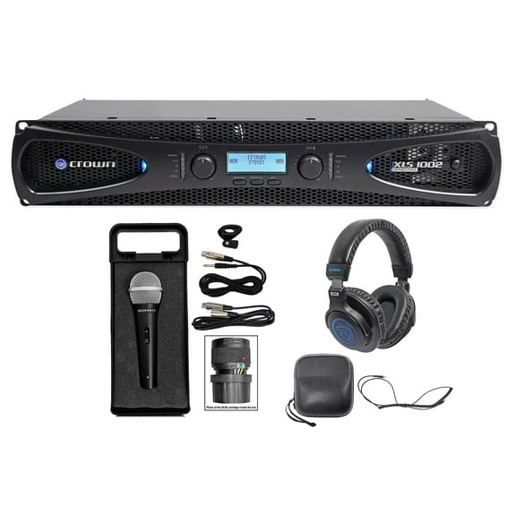 Crown Pro XLS1002 XLS 1002 700 Watt DJ/PA Power Amplifier Amp Headphones Mic