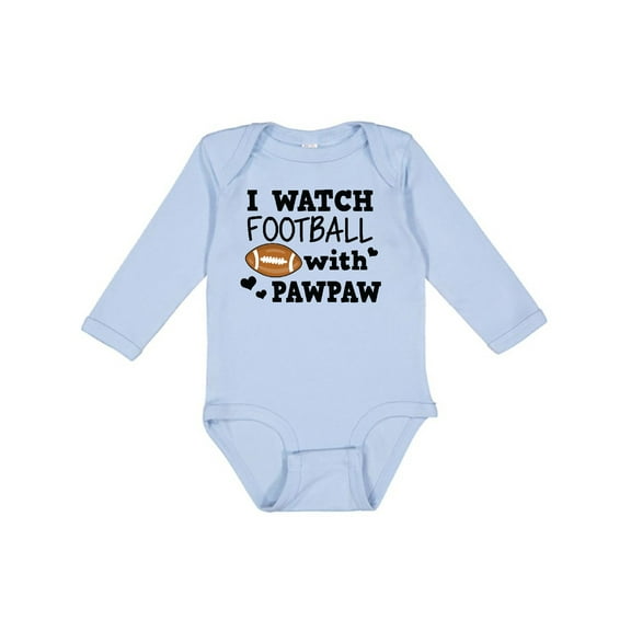 Inktastic I Watch Football with My Pawpaw Boys Long Sleeve Baby Bodysuit