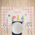 thumbnail image 2 of SPXUBZ Easter Placemats, Pink and White Buffalo Plaid Easter Gnome Egg 18x12 Inch Placemats for Family Table Holiday Decorating Placemats Set of 4, 2 of 4