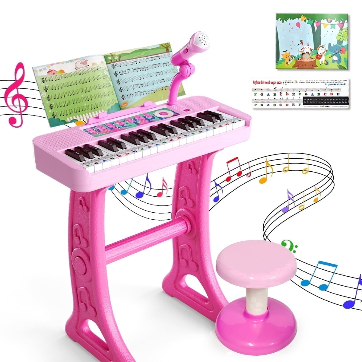 WLBES 37-Key Kids Piano with Stool and Microphone photo 7
