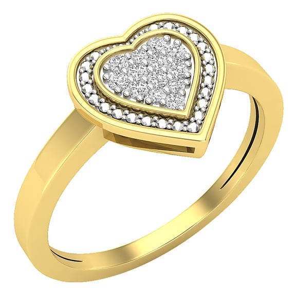 Dazzlingrock Collection Round White Diamond Heart Promise Ring for Women (0.10 ctw, Color I-J, Clarity I2-I3) in 10K Yellow Gold, Size 4