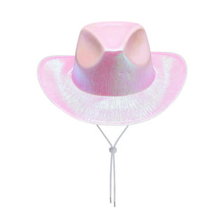 1pc Western Cowboy Hat With Crown, Feathers, Sequins & Led Lights, Pink Felt  Cowboy Hat For Women, Great For Stage And Halloween Party