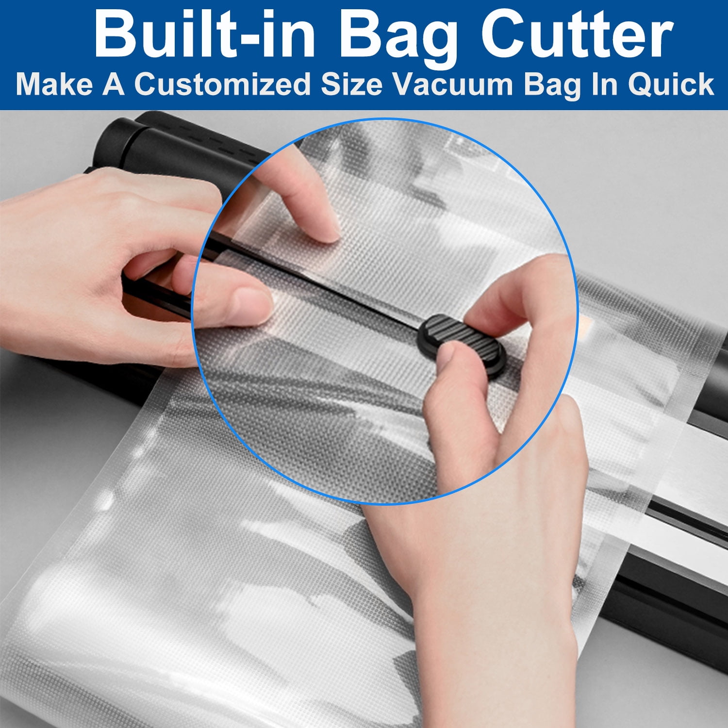 Food Vacuum Sealer Machine, Auto&Manual Food Sealer with 2 Rolls Food Vacuum Sealer Bags for Food Preservation, Food Storage Saver Dry & Moist Food Modes, Built-in Cutter, LED Indicato