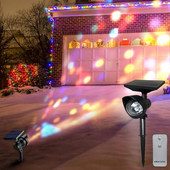 Bigersell Solar Outdoor Christmas Projector Lights with Remote Control, Decorative Outdoor Lighting Projectors for Garden Patio Decorations Black