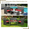 thumbnail image 4 of Walsunny Outdoor Patio Rattan Wicker Furniture Conversation Set 4 Piece with Cushions Tempered Glass Tabletop,Red, 4 of 11
