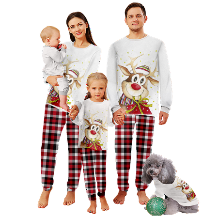 

Matching Family Christmas Pajamas Set Christmas Print Sizes for Adult-Kids-Baby-Pet 2-Piece Top and Pants Bodysuits Unisex Pajamas Sets