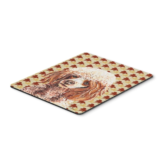 "Red Miniature Poodle Fall Leaves Mouse Pad Hot Pad or Trivet"