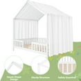 thumbnail image 7 of Full Size Montessori Floor Bed with Canopy, Wooden House Shape Toddler Bed with High Railings and Roof, Full Bed Frame for Kids Bedroom, White, 7 of 7