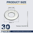 thumbnail image 2 of M10 Flat Washer for Screw, 30Pcs 304 Stainless Steel Washers 10MM ID x 25MM OD x 1.5MM Thick(Silver Tone), 2 of 6