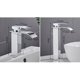 thumbnail image 5 of Mezclador monomando para lavabo en cascada, montaje en cubierta para grifo de baño de níquel cepillado, mezclador en cascada con control de temperatura del agua y flujo sin esfuerzo, diseño moderno, 5 of 5