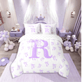 thumbnail image 3 of Castle Fairy Personalized Initial 7-Piece Twin Bedding Sets for Kids,Bow Alphabet Bedding Comforter Set,Dreamy Princess Breathable Sheet Sets,Lightweight Room Decor, 3 of 9