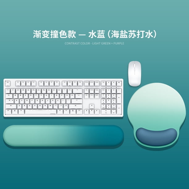 Alfombrilla de ratón con degradado de color, reposamuñecas, reposamuñecas para teclado, alfombrilla de ratón antideslizante azul claro degradado + reposamuñecas para teclado / juego de 2 piezas