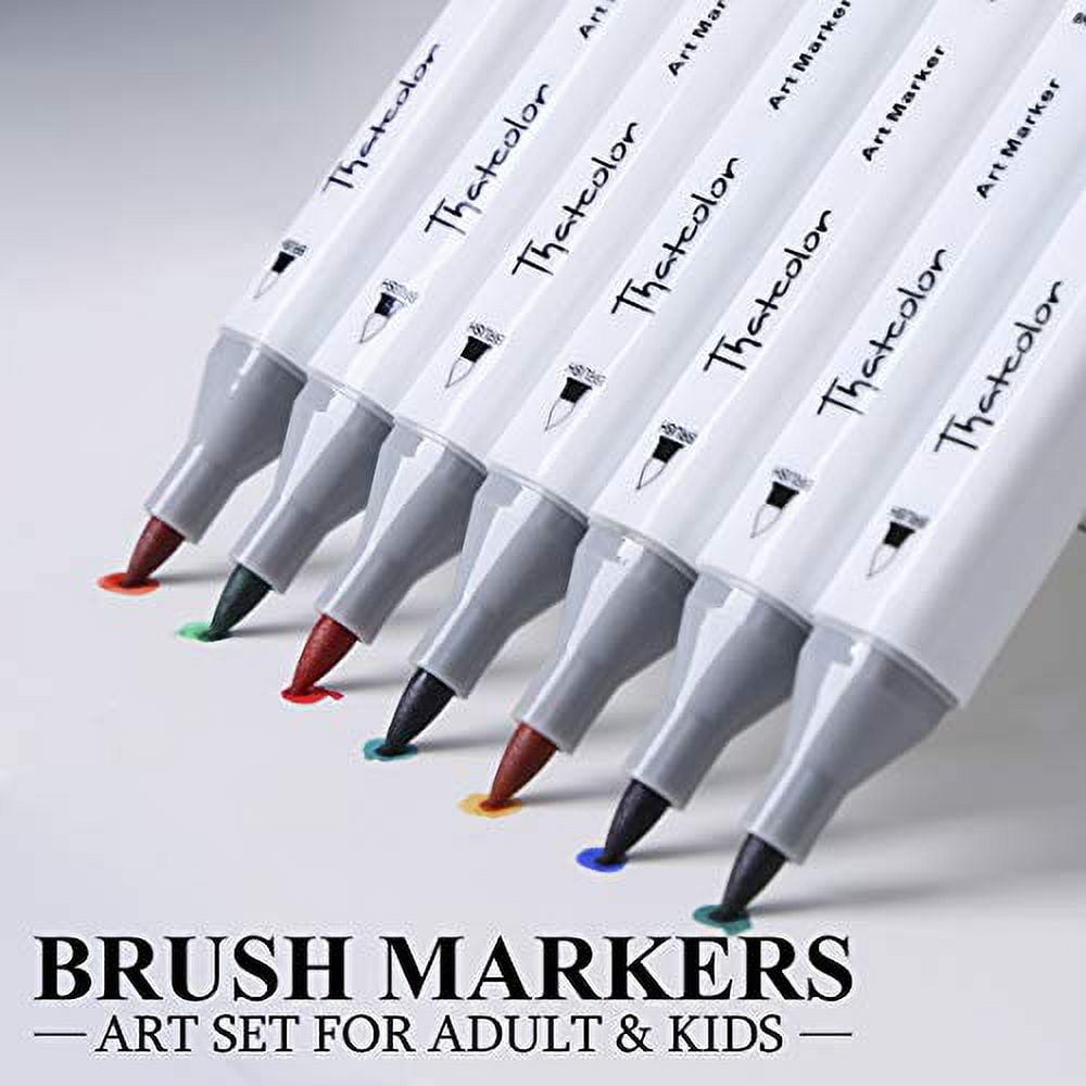 Thatcolor 80 Colors Alcohol Brush Markers with Storage Zipper Bag Dual Tips  Markers Set for Adult & Kids, Drawing Markers Brush Art Pen Manga for