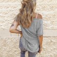 thumbnail image 2 of Nouveau Pull Col en V Ample pour Femmes Manches Courtes T-Shirt Uni, 2 of 2
