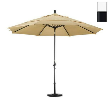 California Umbrella 11ft Aluminum Market Umbrella Collar Tilt Matted Black-Olefin-White-DWV