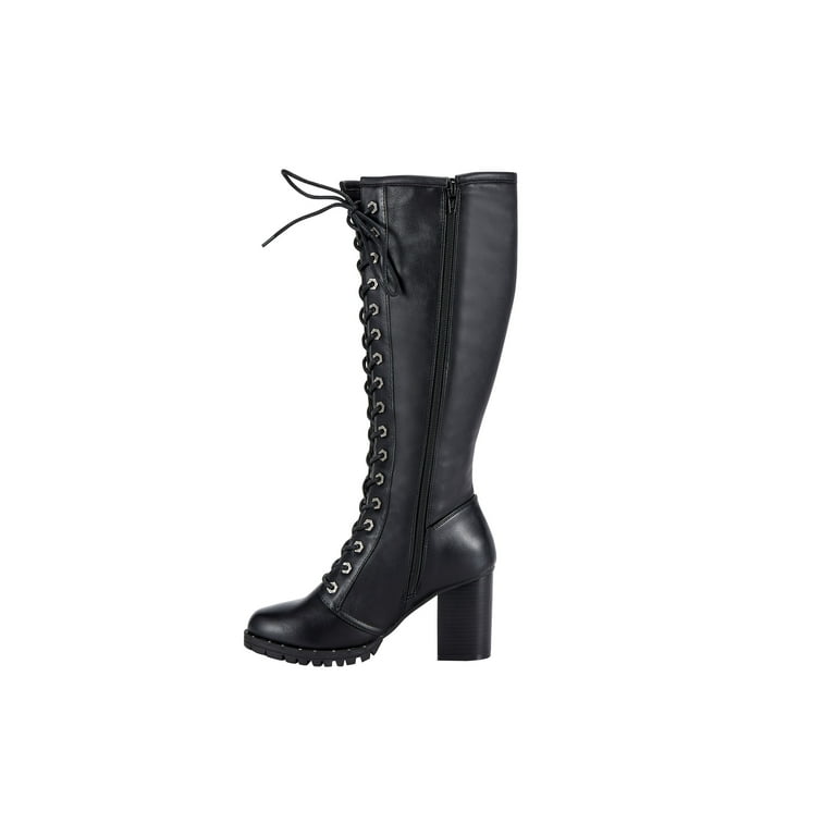 Dream Apparel Women s Motorcycle Riding Boots Knee High Boots Biker Boots Lace Up Walmart