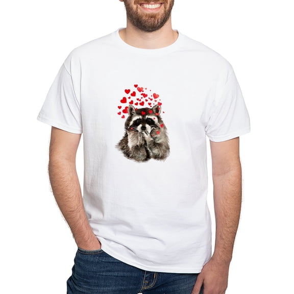 CafePress - Raccoon Blowing Kisses Cute Animal Love T Shirt - Men's Classic T-Shirts