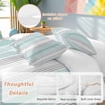 thumbnail image 3 of Aqua Gray Stripes Bedding 3 Piece Duvet Cover Set Twin Size, Minimalist Gradient Lines Aesthetic Soft Microfiber Comforter Cover with Zipper Closure & Pillowcases, Wrinkle & FadeResistant Quilt Cover, 3 of 9