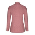 thumbnail image 5 of Sevevn Fall Fashion Pure Colour Women Button Long Sleeve Fold Turtleneck Blouse Shirt Tops Pink M Rollbacks, 5 of 6