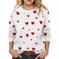 thumbnail image 5 of VISALY Valentine sweater Plus Size Love Print Heart Sweater with Bow Ribbed Pullover Sweaters Basic Sweaters Trendy Sweater Casual Sweaters Dressy Tops Lightweight Sweaters Patterned Sweater White M, 5 of 9