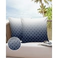 thumbnail image 6 of Pack of 2 Outdoor Pillow Covers, Navy Blue White Ombre Geometric Trellis Morrocan Waterproof Square Throw Pillowcase Cushion Decorative Pillow Covers for Couch Patio Tent, 16x16 in, 6 of 6