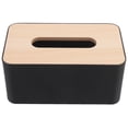 thumbnail image 1 of Shisuyan Rectangular Tissue Box Cover Organizer Black Wood Plastic 1Set 8.3x5.1x3.5in, 1 of 9