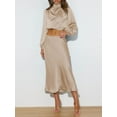 thumbnail image 2 of xiaxaixu Women's Spring Autumn Satin Tops Long Sleeve Cropped High Neck Tops for Work, Party, 2 of 9