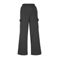 thumbnail image 6 of Women Cargo Pants Fleece Lined Wide Leg Sweatpants High Waisted Baggy Drawstring Sweatpants Winter Clothes Pant, 6 of 7