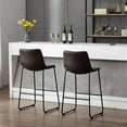 thumbnail image 3 of Vanity Art Set of 2 Pcs Synthetic Leather Upholstered Barstools Armlesss Dining Chairs with Metal Legs UC-13HB, 3 of 6
