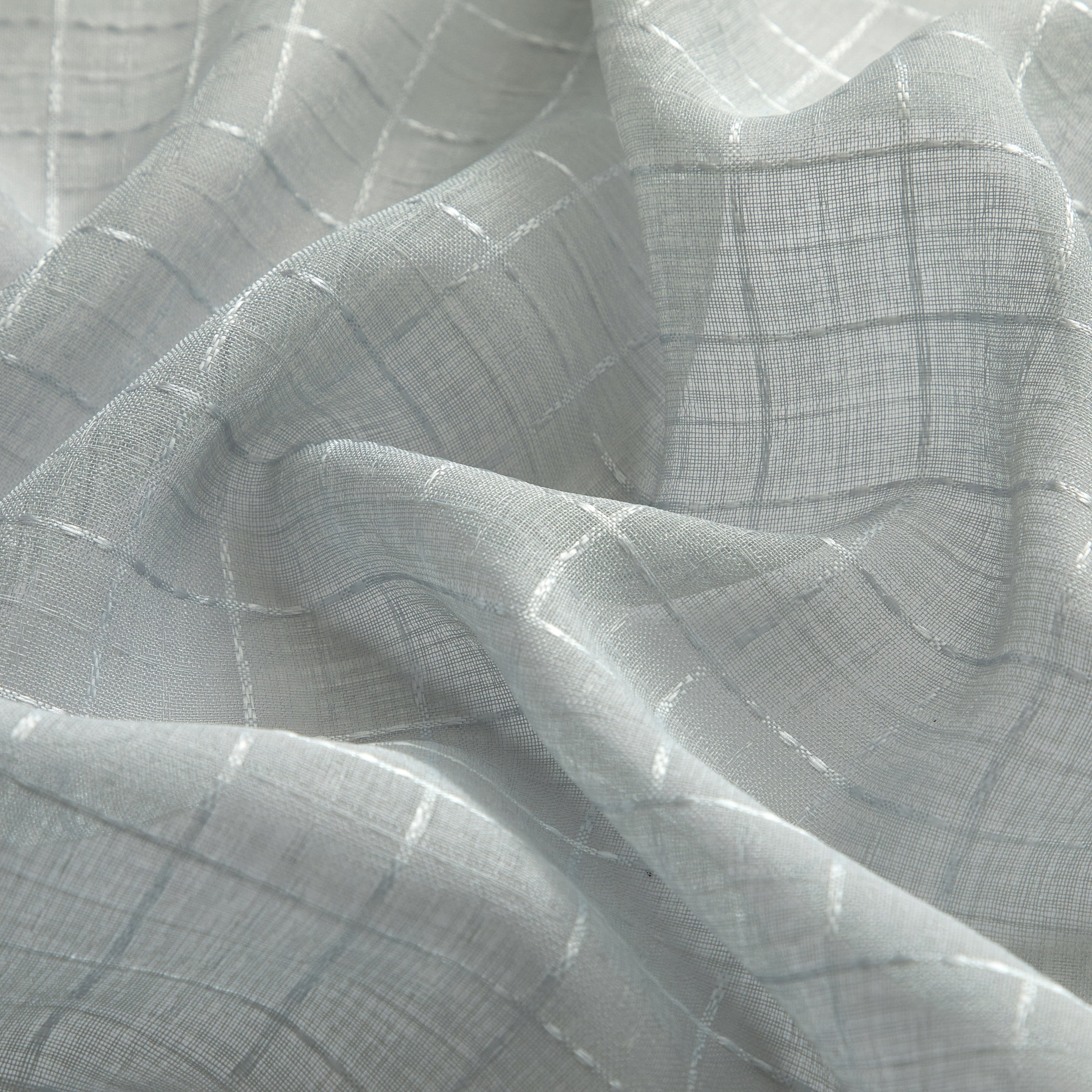(2 pack) Mainstays Windowpane Sheer Curtain Panel Pair, Set of 2, Soft Silver, 38" W x 84" L